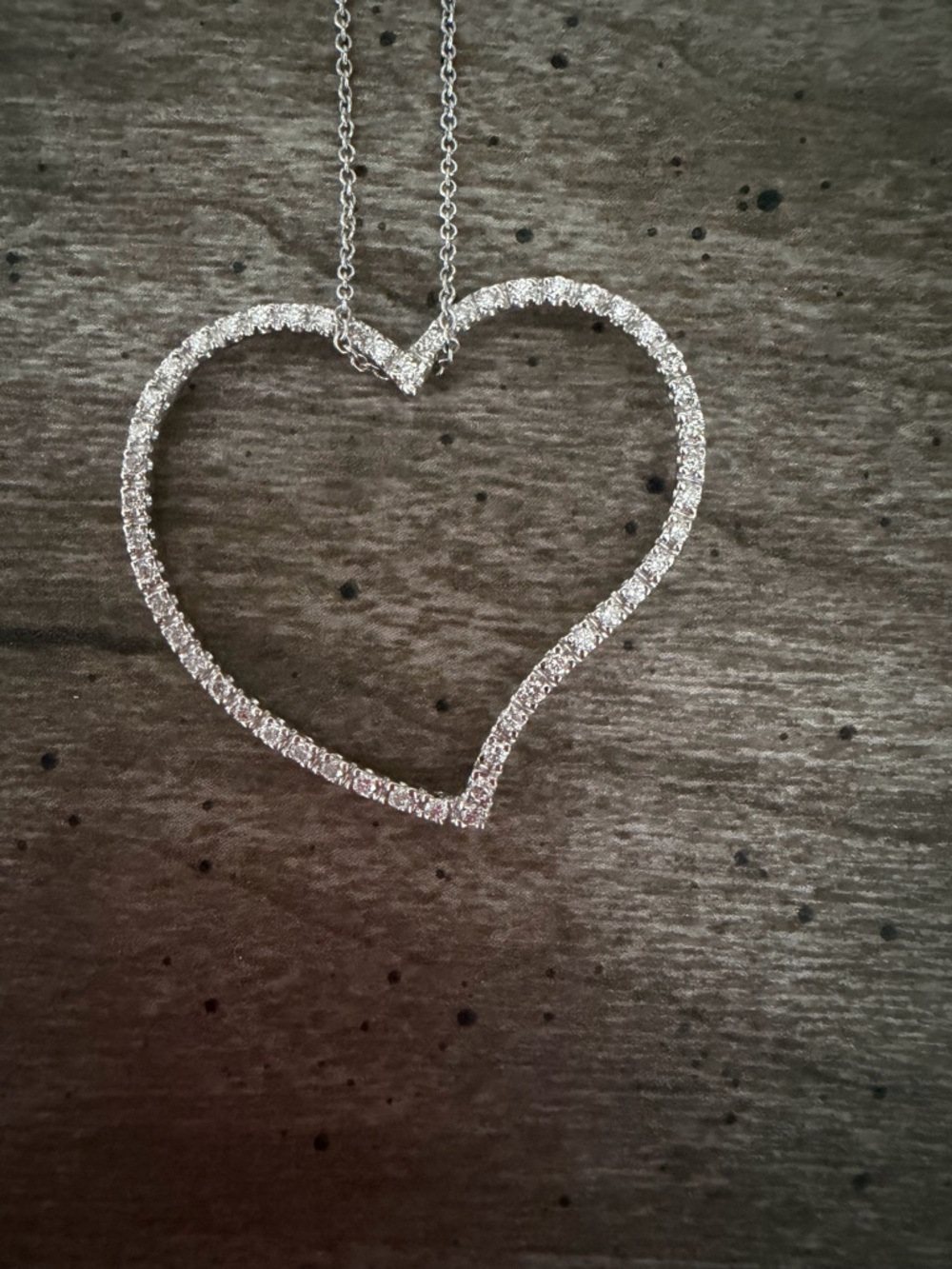 Roberto Coin Open Heart Diamond Pavé Necklace - white gold Chain